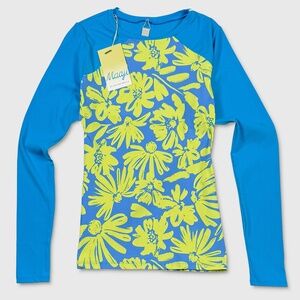 Maaji Long Sleeve Rash Guard - NWT Womens Size Medium Blue / Neon - #48695-E9